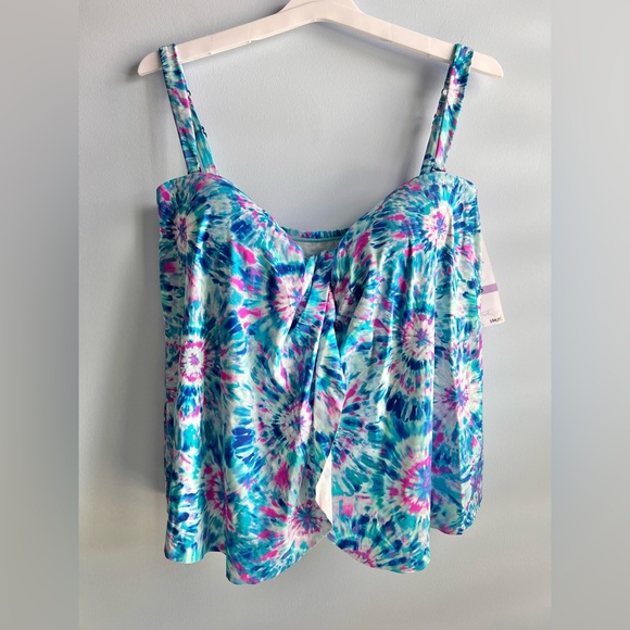 Contours by Coco Reef Clarity Bandeau Bra Sized Tankini Top - Tie-Dye - Picture 1 of 8